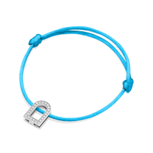 Load image into Gallery viewer, L'Arc Voyage Charm GM, 18k White Gold with Galerie Diamonds on Silk Cord Bracelet - DAVIDOR