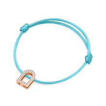 Load image into Gallery viewer, L'Arc Voyage Charm GM, 18k Rose Gold with Galerie Diamonds on Silk Cord Bracelet - DAVIDOR