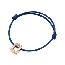 Load image into Gallery viewer, L'Arc Voyage Charm GM, 18k Rose Gold with Galerie Diamonds on Silk Cord Bracelet - DAVIDOR