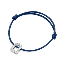 Load image into Gallery viewer, L'Arc Voyage Charm GM, 18k White Gold with Galerie Diamonds on Silk Cord Bracelet - DAVIDOR