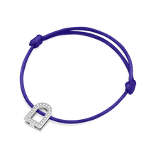 Load image into Gallery viewer, L'Arc Voyage Charm GM, 18k White Gold with Galerie Diamonds on Silk Cord Bracelet - DAVIDOR