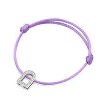 Load image into Gallery viewer, L'Arc Voyage Charm GM, 18k White Gold with Galerie Diamonds on Silk Cord Bracelet - DAVIDOR