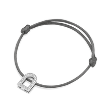 Load image into Gallery viewer, L'Arc Voyage Charm GM, 18k White Gold with Galerie Diamonds on Silk Cord Bracelet - DAVIDOR