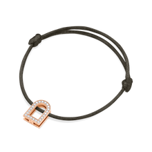 Load image into Gallery viewer, L'Arc Voyage Charm GM, 18k Rose Gold with Galerie Diamonds on Silk Cord Bracelet - DAVIDOR