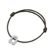 Load image into Gallery viewer, L'Arc Voyage Charm GM, 18k White Gold with Galerie Diamonds on Silk Cord Bracelet - DAVIDOR