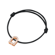 Load image into Gallery viewer, L'Arc Voyage Charm GM, 18k Rose Gold with Galerie Diamonds on Silk Cord Bracelet - DAVIDOR