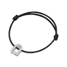 Load image into Gallery viewer, L'Arc Voyage Charm GM, 18k White Gold with Galerie Diamonds on Silk Cord Bracelet - DAVIDOR