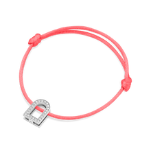 Load image into Gallery viewer, L'Arc Voyage Charm GM, 18k White Gold with Galerie Diamonds on Silk Cord Bracelet - DAVIDOR