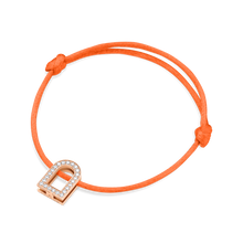 Load image into Gallery viewer, L'Arc Voyage Charm GM, 18k Rose Gold with Galerie Diamonds on Silk Cord Bracelet - DAVIDOR