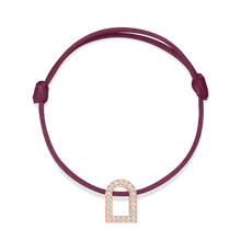 Load image into Gallery viewer, L'Arc Voyage Charm GM, 18k Rose Gold with Galerie Diamonds on Silk Cord Bracelet - DAVIDOR