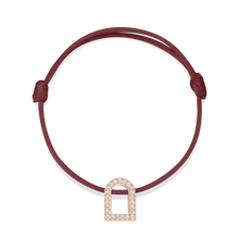 Load image into Gallery viewer, L'Arc Voyage Charm GM, 18k Rose Gold with Galerie Diamonds on Silk Cord Bracelet - DAVIDOR