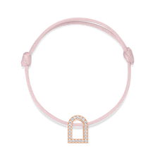 Load image into Gallery viewer, L'Arc Voyage Charm GM, 18k Rose Gold with Galerie Diamonds on Silk Cord Bracelet - DAVIDOR