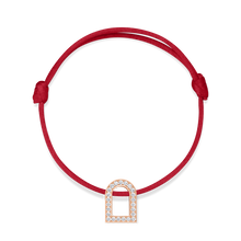 Load image into Gallery viewer, L'Arc Voyage Charm GM, 18k Rose Gold with Galerie Diamonds on Silk Cord Bracelet - DAVIDOR