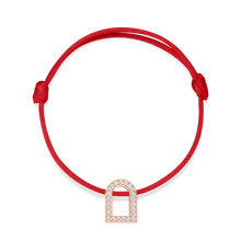 Load image into Gallery viewer, L'Arc Voyage Charm GM, 18k Rose Gold with Galerie Diamonds on Silk Cord Bracelet - DAVIDOR