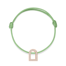 Load image into Gallery viewer, L'Arc Voyage Charm GM, 18k Rose Gold with Galerie Diamonds on Silk Cord Bracelet - DAVIDOR