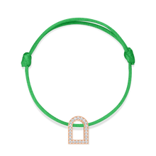 Load image into Gallery viewer, L'Arc Voyage Charm GM, 18k Rose Gold with Galerie Diamonds on Silk Cord Bracelet - DAVIDOR
