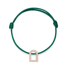 Load image into Gallery viewer, L'Arc Voyage Charm GM, 18k Rose Gold with Galerie Diamonds on Silk Cord Bracelet - DAVIDOR