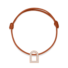Load image into Gallery viewer, L'Arc Voyage Charm GM, 18k Rose Gold with Galerie Diamonds on Silk Cord Bracelet - DAVIDOR