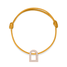 Load image into Gallery viewer, L'Arc Voyage Charm GM, 18k Rose Gold with Galerie Diamonds on Silk Cord Bracelet - DAVIDOR