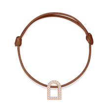Load image into Gallery viewer, L'Arc Voyage Charm GM, 18k Rose Gold with Galerie Diamonds on Silk Cord Bracelet - DAVIDOR