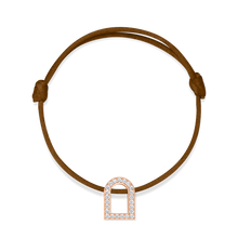 Load image into Gallery viewer, L'Arc Voyage Charm GM, 18k Rose Gold with Galerie Diamonds on Silk Cord Bracelet - DAVIDOR