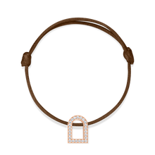 Load image into Gallery viewer, L'Arc Voyage Charm GM, 18k Rose Gold with Galerie Diamonds on Silk Cord Bracelet - DAVIDOR