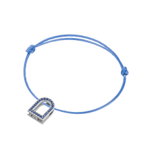 Load image into Gallery viewer, L'Arc Voyage Charm MM, 18k White Gold with Galerie Blue Sapphires on Silk Cord - DAVIDOR