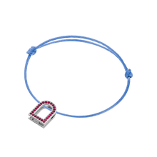 Load image into Gallery viewer, L'Arc Voyage Charm MM, 18k White Gold with Galerie Rubies on Silk Cord - DAVIDOR