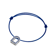 Load image into Gallery viewer, L'Arc Voyage Charm MM, 18k White Gold with Galerie Blue Sapphires on Silk Cord - DAVIDOR