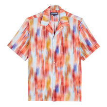 Load image into Gallery viewer, Men Bowling Linen Shirt Ikat Flowers
