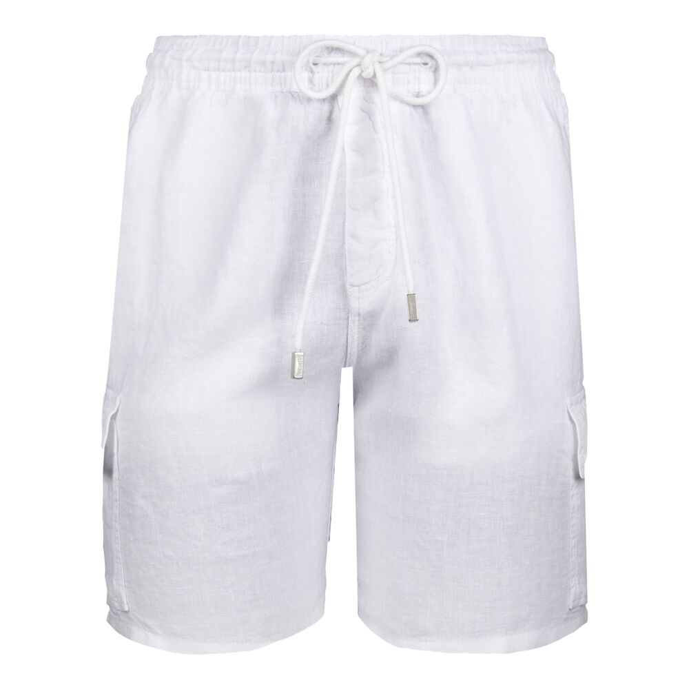 Linen Bermuda Shorts Cargo Pockets