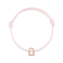 Load image into Gallery viewer, L'Arc Voyage Charm PM, 18k Rose Gold with Galerie Diamonds on Silk Cord Bracelet - DAVIDOR