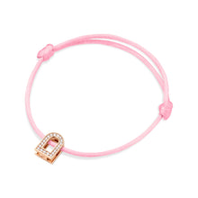 Load image into Gallery viewer, L'Arc Voyage Charm PM, 18k Rose Gold with Galerie Diamonds on Silk Cord Bracelet - DAVIDOR