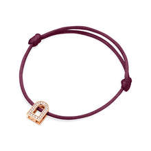 Load image into Gallery viewer, L'Arc Voyage Charm PM, 18k Rose Gold with Galerie Diamonds on Silk Cord Bracelet - DAVIDOR