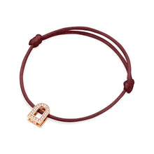 Load image into Gallery viewer, L'Arc Voyage Charm PM, 18k Rose Gold with Galerie Diamonds on Silk Cord Bracelet - DAVIDOR