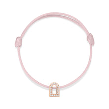 Load image into Gallery viewer, L'Arc Voyage Charm PM, 18k Rose Gold with Galerie Diamonds on Silk Cord Bracelet - DAVIDOR