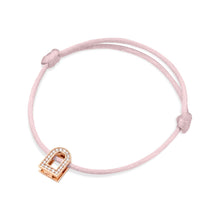Load image into Gallery viewer, L'Arc Voyage Charm PM, 18k Rose Gold with Galerie Diamonds on Silk Cord Bracelet - DAVIDOR