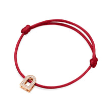 Load image into Gallery viewer, L'Arc Voyage Charm PM, 18k Rose Gold with Galerie Diamonds on Silk Cord Bracelet - DAVIDOR