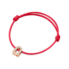 Load image into Gallery viewer, L'Arc Voyage Charm PM, 18k Rose Gold with Galerie Diamonds on Silk Cord Bracelet - DAVIDOR