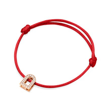 Load image into Gallery viewer, L'Arc Voyage Charm PM, 18k Rose Gold with Galerie Diamonds on Silk Cord Bracelet - DAVIDOR