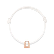 Load image into Gallery viewer, L'Arc Voyage Charm PM, 18k Rose Gold with Galerie Diamonds on Silk Cord Bracelet - DAVIDOR