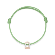 Load image into Gallery viewer, L'Arc Voyage Charm PM, 18k Rose Gold with Galerie Diamonds on Silk Cord Bracelet - DAVIDOR