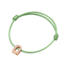 Load image into Gallery viewer, L'Arc Voyage Charm PM, 18k Rose Gold with Galerie Diamonds on Silk Cord Bracelet - DAVIDOR