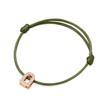 Load image into Gallery viewer, L'Arc Voyage Charm PM, 18k Rose Gold with Galerie Diamonds on Silk Cord Bracelet - DAVIDOR