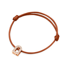 Load image into Gallery viewer, L'Arc Voyage Charm PM, 18k Rose Gold with Galerie Diamonds on Silk Cord Bracelet - DAVIDOR