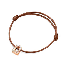 Load image into Gallery viewer, L'Arc Voyage Charm PM, 18k Rose Gold with Galerie Diamonds on Silk Cord Bracelet - DAVIDOR