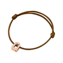 Load image into Gallery viewer, L'Arc Voyage Charm PM, 18k Rose Gold with Galerie Diamonds on Silk Cord Bracelet - DAVIDOR