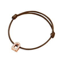 Load image into Gallery viewer, L'Arc Voyage Charm PM, 18k Rose Gold with Galerie Diamonds on Silk Cord Bracelet - DAVIDOR