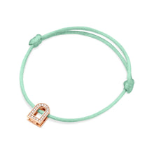 Load image into Gallery viewer, L'Arc Voyage Charm PM, 18k Rose Gold with Galerie Diamonds on Silk Cord Bracelet - DAVIDOR