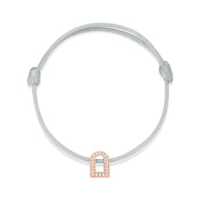Load image into Gallery viewer, L'Arc Voyage Charm PM, 18k Rose Gold with Galerie Diamonds on Silk Cord Bracelet - DAVIDOR